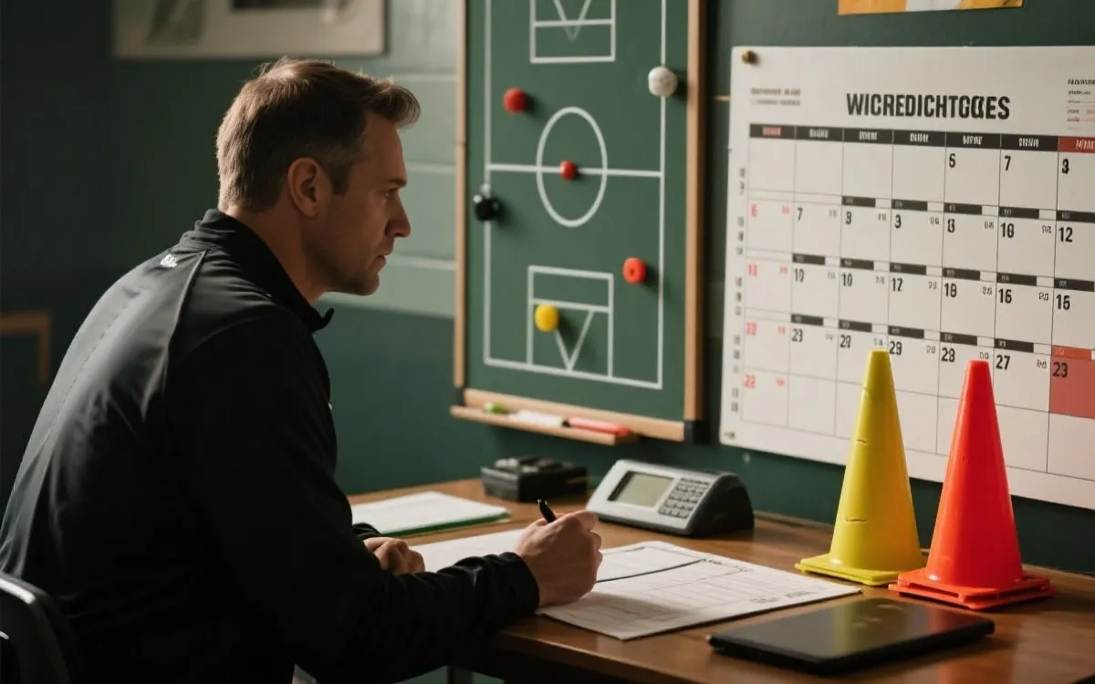 教练组赛程策略与体能管理的战术板视觉，占位图